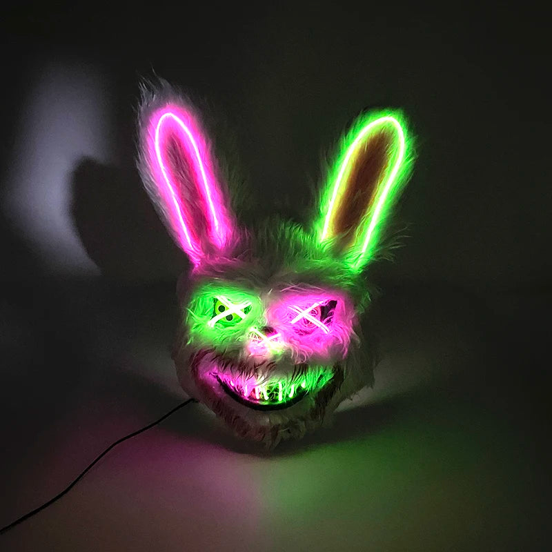 Masque de Lapin Sanglant LED – Halloween, Cosplay et Fête Effrayante