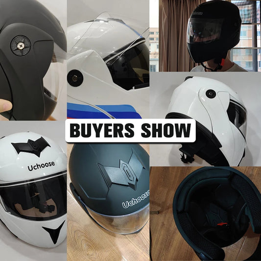 Uchoose Casque à Section transversale Double lentille Certification DOT Casque de moto de sécurité Casque à rabat modulaire Casque unisexe avec visière