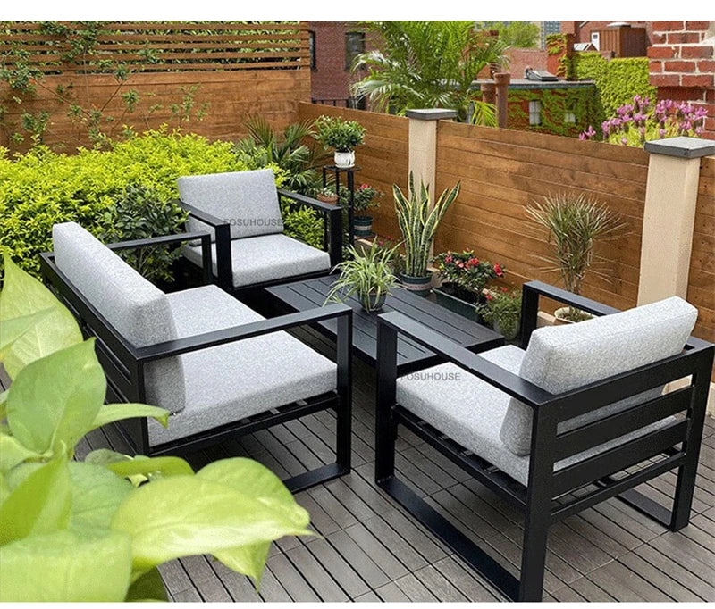 Canapé de cour en plein air européen, fauteuil en alliage d'aluminium, meubles de jardin de luxe, protection solaire, canapé étanche