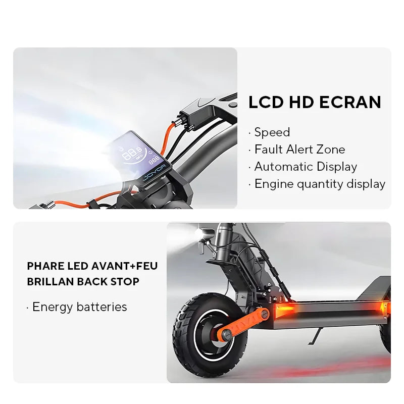JOYOR S5-Z – Scooter Électrique Pliable 600W, Autonomie 40-60 km, Pneus 10" Tout-Terrain