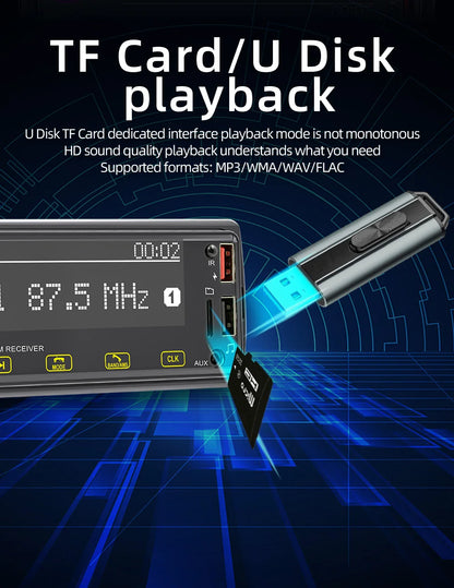 Autoradio BQCC 1DIN MP3 avec Radio DAB – Écran Tactile 2,5", Audio Puissant et Multi-Formats