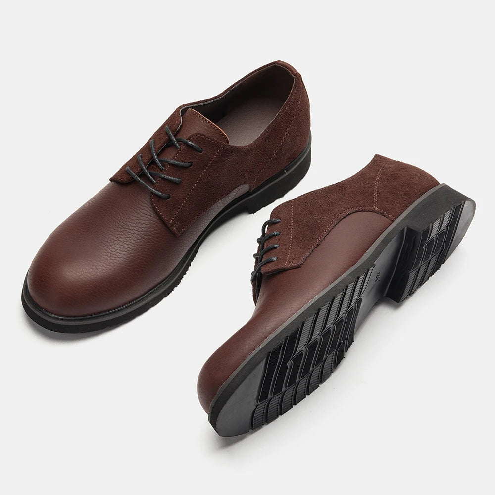 Chaussures décontractées en cuir pour hommes ultralégères et confortables Chaussures Derby en cuir véritable noires pour hommes #KD6675