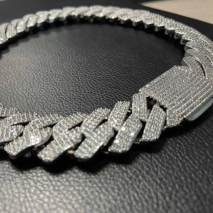 Collier cubain personnalisé en argent regardé S925 pour homme, Hip Hop, Moissanite, Link JOoptics, Miami, VVS, 25mm