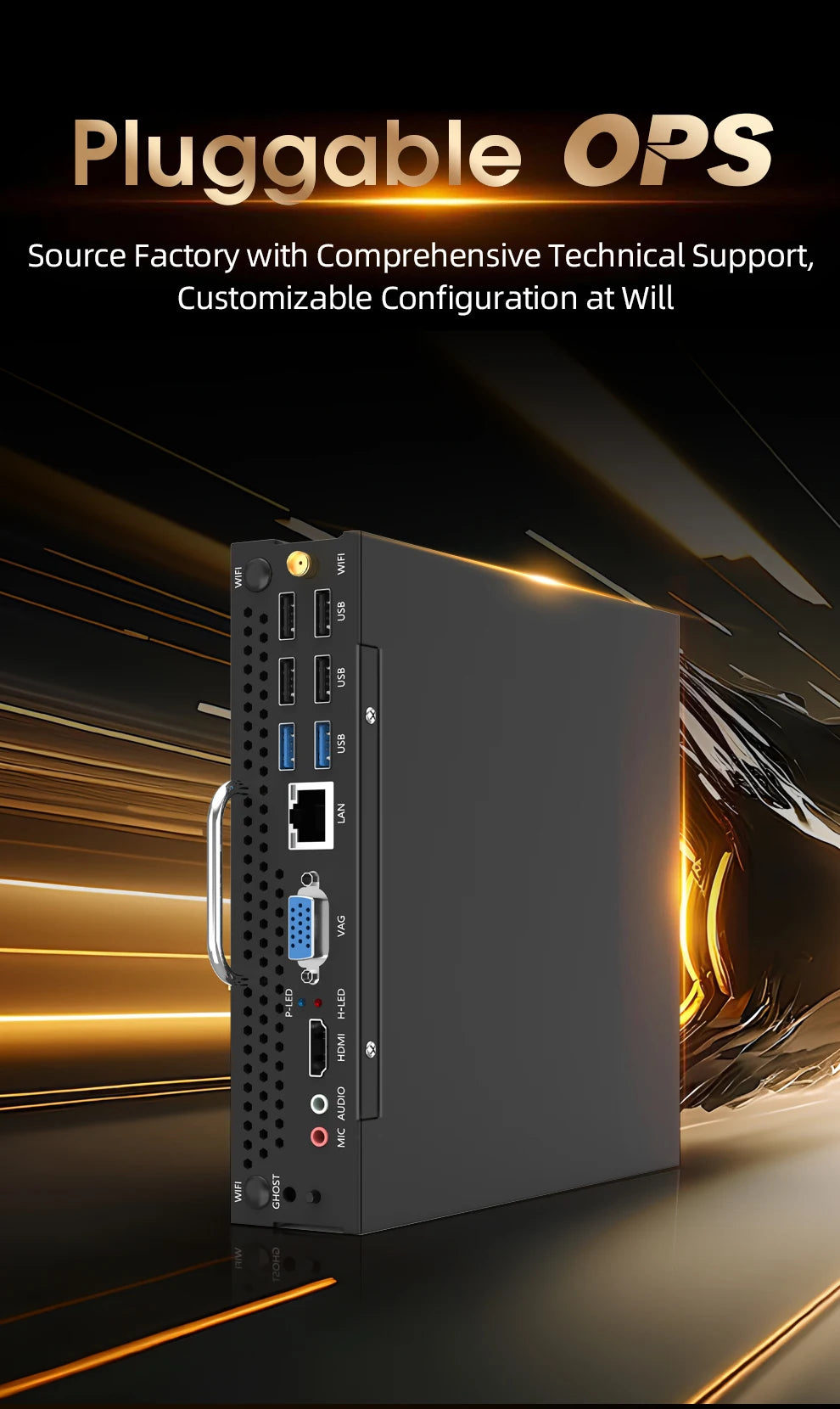 JINGSHA HM87 OPS 4e génération Intel Mini PC 2.4G LAN ordinateur de bureau Windows 10 4GB RAM 128GB ROM double bande WiFi Bluetooth USB Mini ordinateur