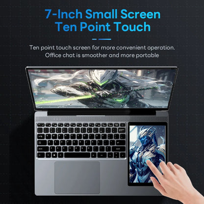 15.6 Inch IPS Dual Screen Gaming Laptop 7 Inch Touch Screen Intel N100 DDR4 16GB RAM 256GB 512GB 1TB SSD Office Portable Laptops