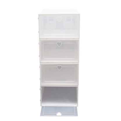 Lot de 20 Boîtes de Rangement à Chaussures Empilables – Transparentes, Pliable et Modulable, Plastique PP Blanc