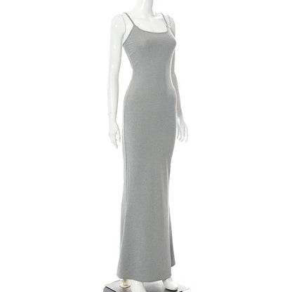 Y2K – robe Maxi Sexy pour femmes, dos nu, Slim, robe de soirée, pull concis, longue, moulante, marron, automne 2025