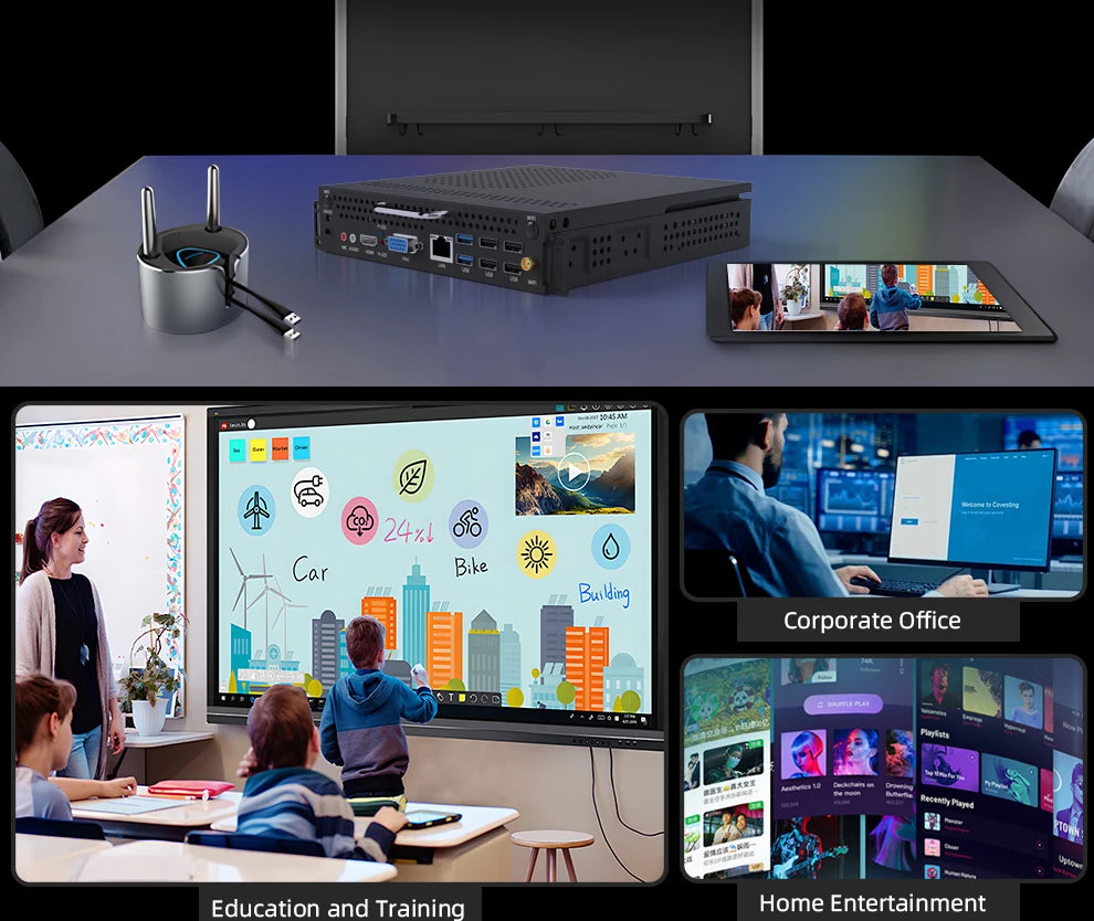 JINGSHA HM87 OPS 4e génération Intel Mini PC 2.4G LAN ordinateur de bureau Windows 10 4GB RAM 128GB ROM double bande WiFi Bluetooth USB Mini ordinateur