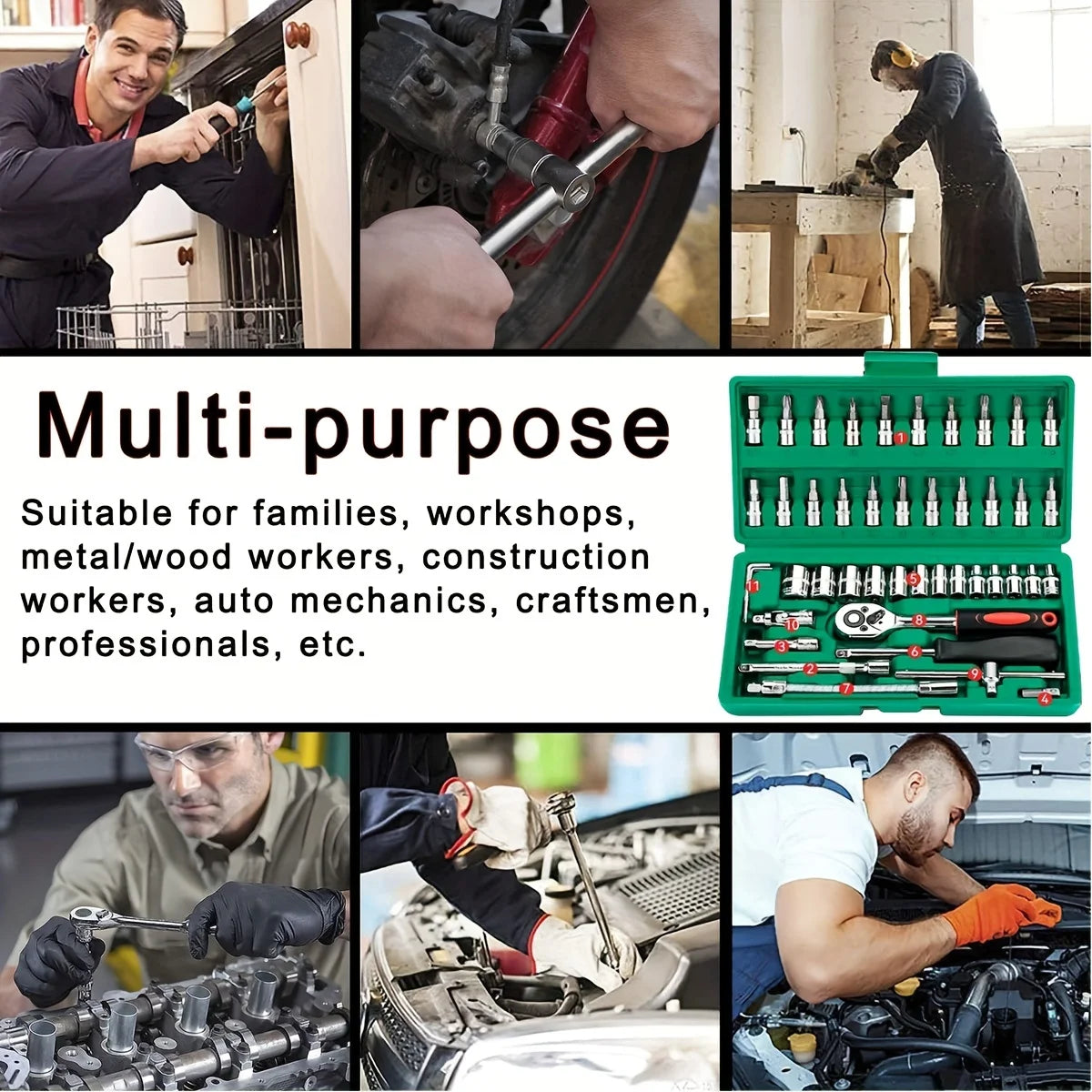🛠️ Kit d’outils de quincaillerie domestique – Boîte à outils complète multifonction