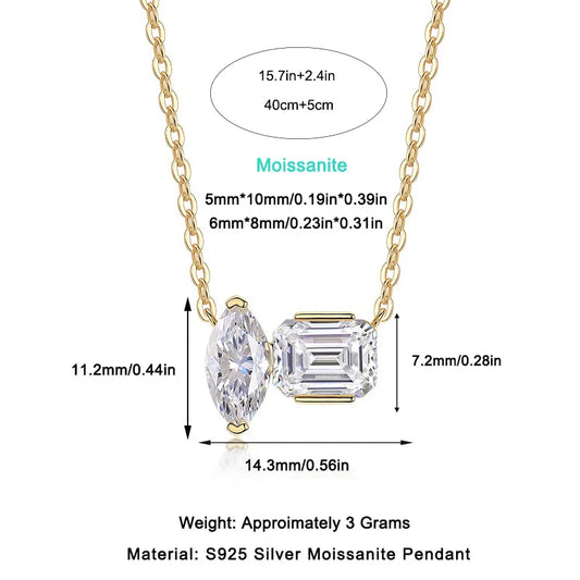 Pendentif Femme Rectangle Or Jaune avec Moissanite – Style Trendy