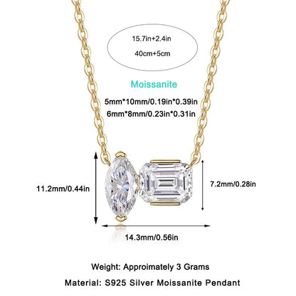 Pendentif Femme Rectangle Or Jaune avec Moissanite – Style Trendy