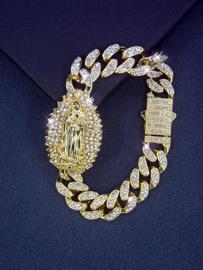 Coffret cadeau pour bracelet vierge marie, plaqué or 14 carats, 1 pièce