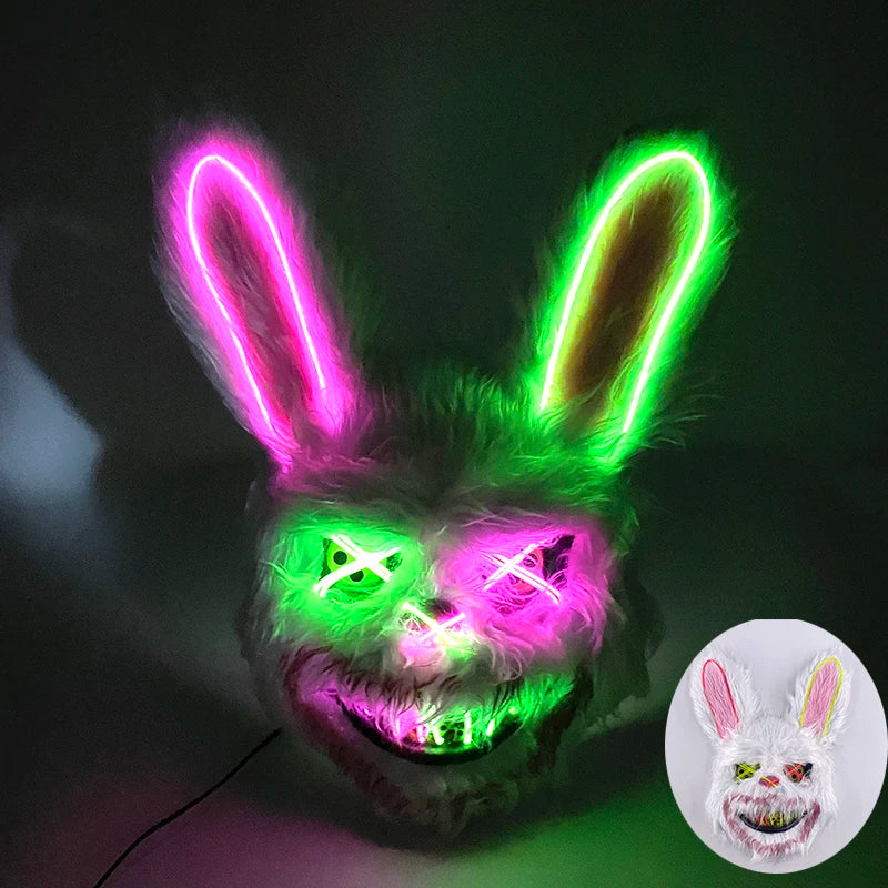 Masque de Lapin Sanglant LED – Halloween, Cosplay et Fête Effrayante