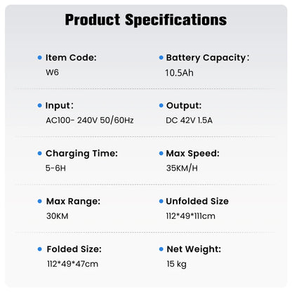 iScooter W6 10 pouces Scooter électrique 500W adulte e-scooter 36V 10.5Ah 35 km/h vitesse Support APP 30km portée ville Scooters électriques