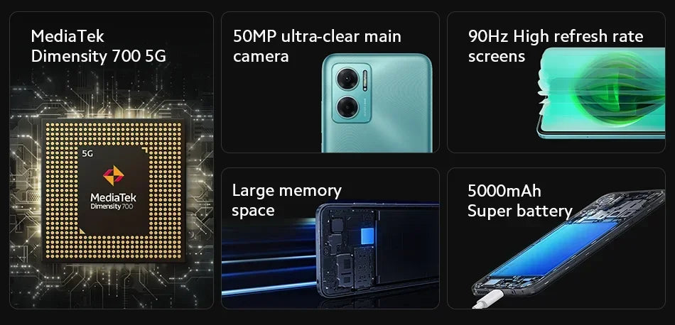Firmware mondial Xiaomi Redmi Note 11E 5G Smartphone 5000mAh Charge Dimensity 700 50MP Caméra 90Hz Affichage téléphone utilisé