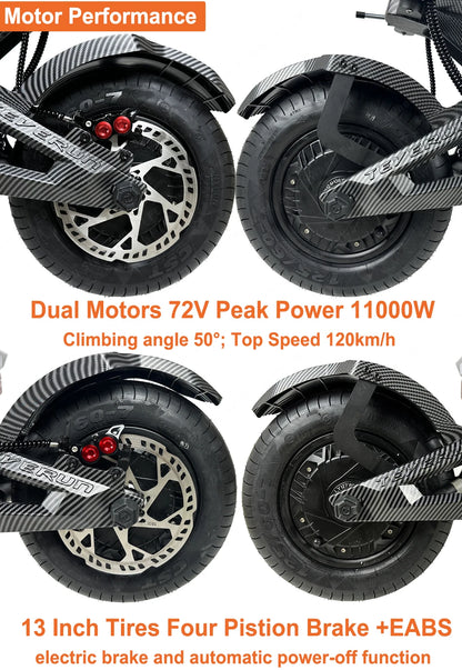 Moteur d'origine Teverun Fighter 7260R 72V 60Ah V4 puissance de crête 15000W avec GPS PKE vitesse maximale 120 KM/H n Scooter électrique