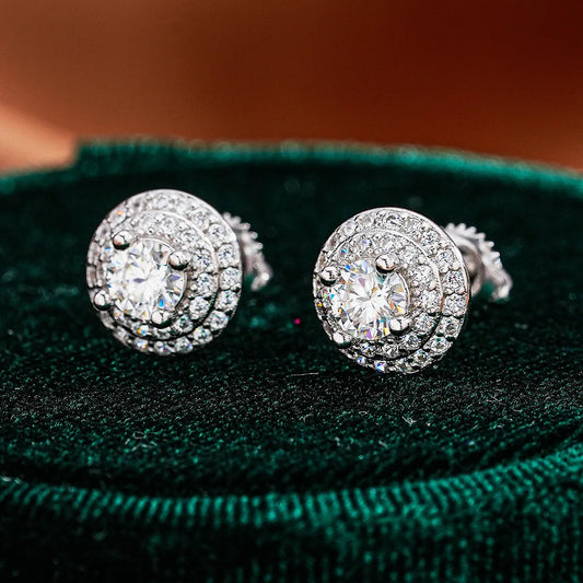 Boucles d'oreilles rondes en Moissanite pour femmes, plaqué or jaune, argent S925, 0.3 Carat, fiançailles