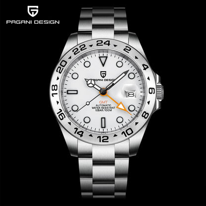 PAGANI Design 2025 Neue GMT-Uhr 42MM Herren Automatische Mechanische Uhren Saphir Edelstahl Wasserdichte Uhr Reloj Hombre 