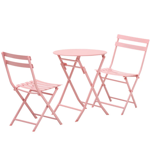 Ensemble de jardin pour 2 personnes Ensemble de meubles de balcon avec table de bistro pliante et 2 chaises en rose pour jardin et cour