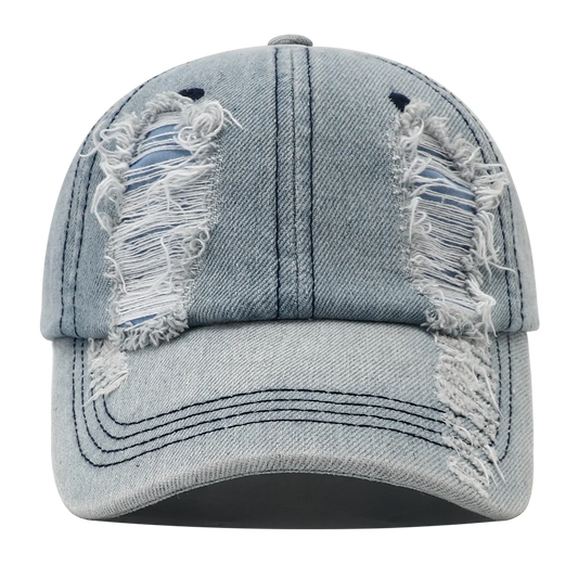 Casquette Baseball Denim Déchirée Unisexe Snapback Hip Hop Streetwear Protection Solaire 2024