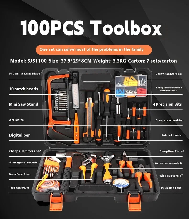 Kit d’outils de quincaillerie domestique – Boîte à outils complète multifonction