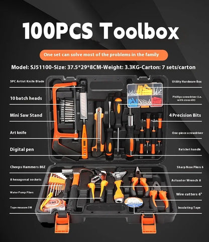 Kit d’outils de quincaillerie domestique – Boîte à outils complète multifonction
