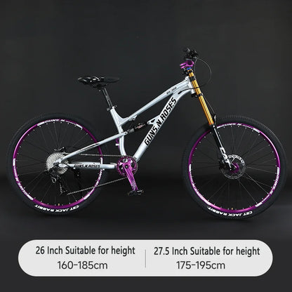 🚵 VTT 26"/27,5" 10 vitesses – Suspension pneumatique, cadre aluminium soft-tail