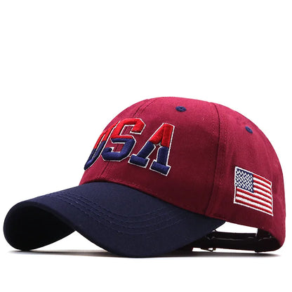 Casquette Baseball Drapeau Américain Unisexe Coton Broderie USA Hip Hop Snapback