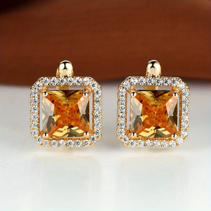 Boucles d'oreilles carrées en pierre verte et Zircon pour femmes, jolies boucles d'oreilles en pierre de naissance en cristal, style Boho, couleur or, petites boucles d'oreilles pour femmes, bijoux