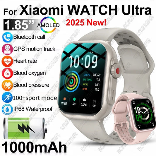 Montre Intelligente BOXUXING 2025 – Écran 1,85", Santé et Sport, Assistant Vocal
