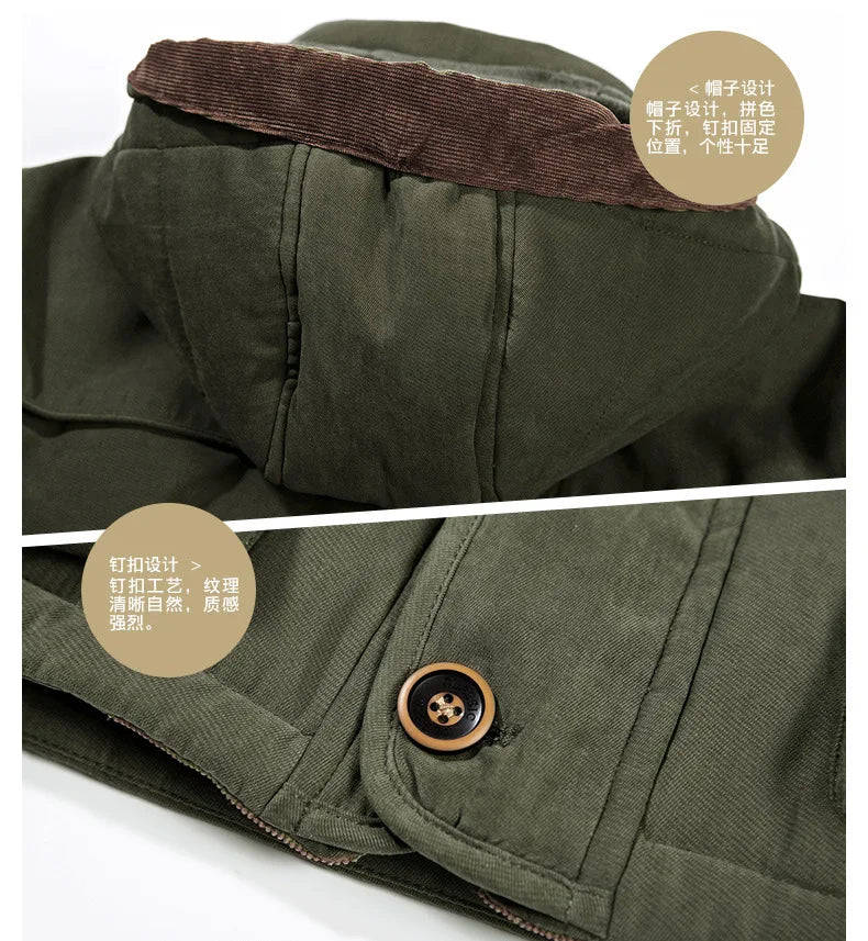 Bonne qualité mâle Fit manteaux d'hiver multi-poches Cargo vestes hommes longs manteaux d'hiver doudoune à capuche décontracté chaud Parkas 7XL