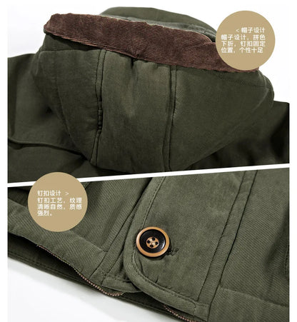 Bonne qualité mâle Fit manteaux d'hiver multi-poches Cargo vestes hommes longs manteaux d'hiver doudoune à capuche décontracté chaud Parkas 7XL