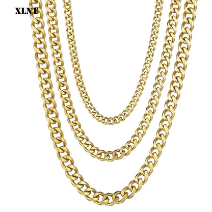 Collier à Maillons Cubains en Acier Inoxydable, Bijou pour Homme, Taille 3.6-9mm, 1 Pièce