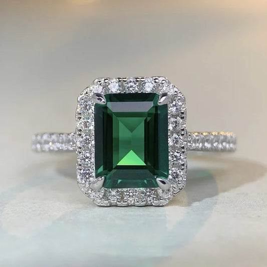 Bague en diamant taillée émeraude pour femme, or blanc de luxe, résistant, solide, PT950, 3 carats, cadeau pour la journée de Léon