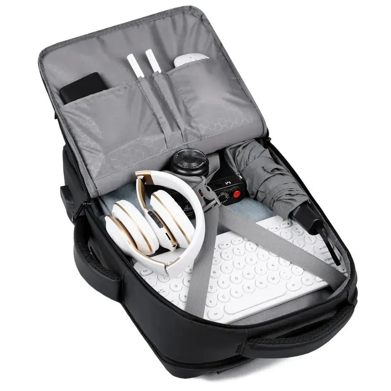 Sac à dos de grande capacité pour hommes, chargeur USB, idéal pour votre ordinateur portable, étanche, voyage d'affaires, sac à bagage.