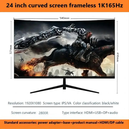 CHUBAN 24 inch monitor 1K curved game screen 165Hz high-definition display VA light screen 1920 * 1080P HDMI compatible audio