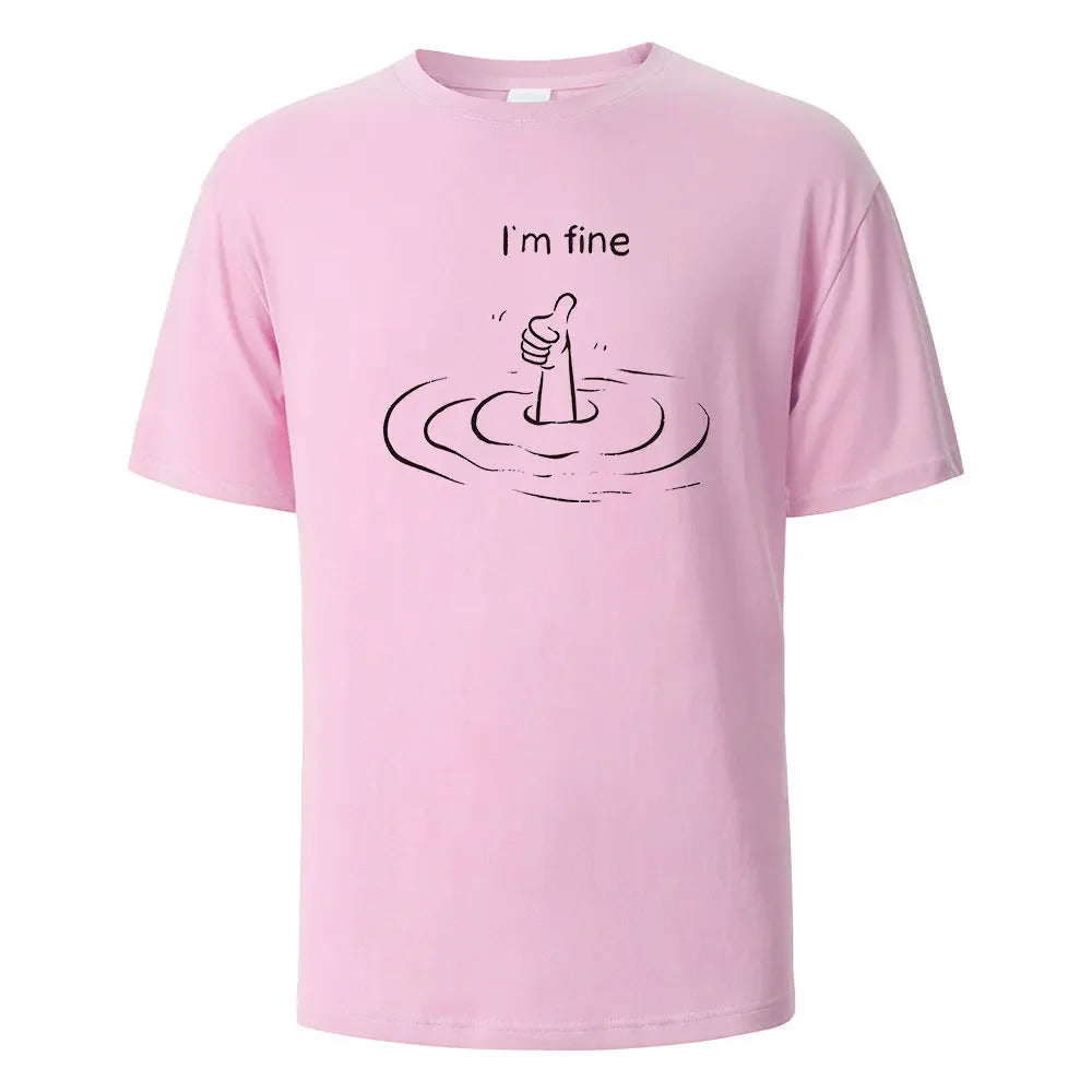 T'm Fine T-shirt unisexe – 100% coton, oversize, décontracté et respirant pour été