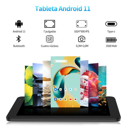 ITOM-Tablette PC de 7 Pouces, 32 Go, Android 11, avec Façades, Processeur Core, Écran HD IPS, Caméra pour Touristes, Wifi, avec Étui de Protection en PU