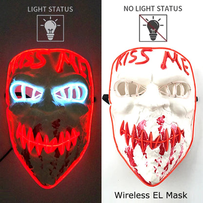 Masque Néon Lumineux EL – Halloween, Cosplay et Purge Effrayant pour Adultes
