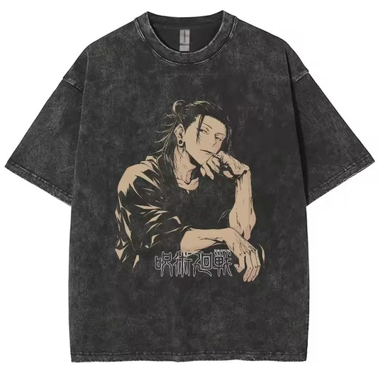 Anime Jujutsu Kaisen Gojo Satoru T-Shirts lavé hommes femmes coton Harajuku T-Shirts de haute qualité rétro pour hommes haut pour femme T-Shirts