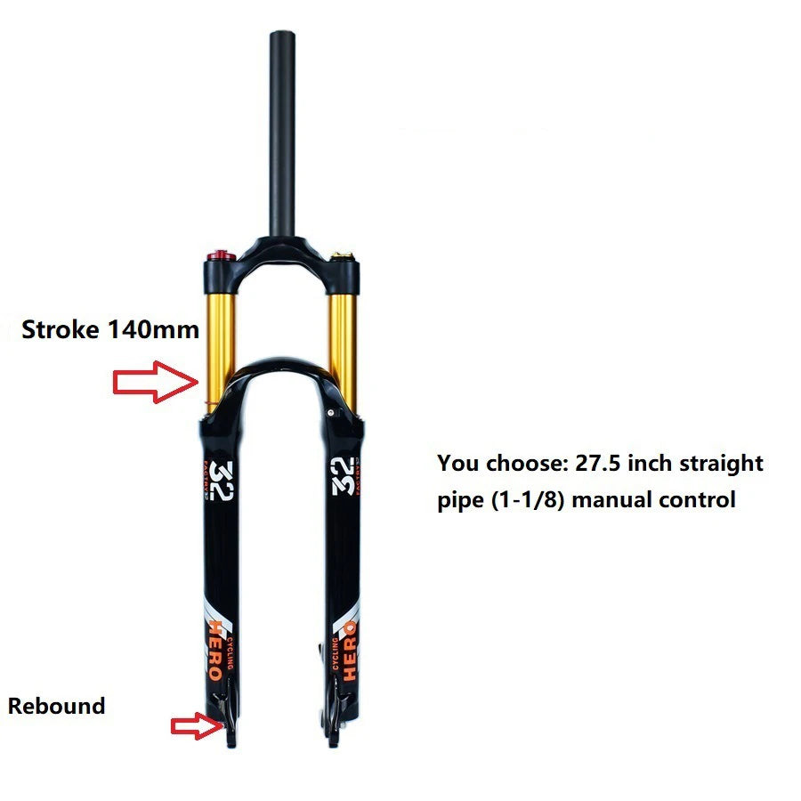 🚴♂️ Fourche à Air VTT en Alliage de Magnésium – Amortisseur de Rebond 140mm