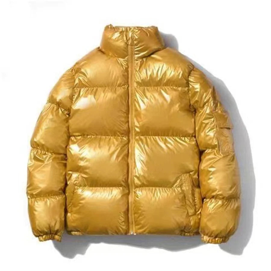 🧥 Veste Rembourrée Brillante pour Hommes – Parka Streetwear Hiver