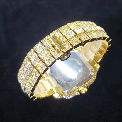 Montre en diamant de luxe pour hommes, montres numérotées colorées carrées glacées, bijoux Hip Hop Bling, Reloj zones bre pour la fête, nouvelle mode, 2025