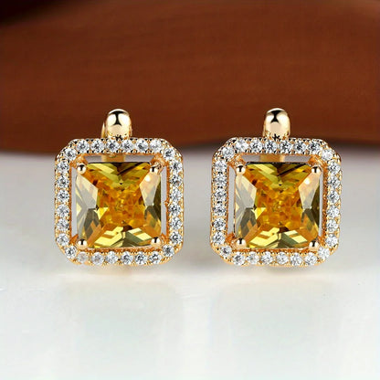 Boucles d'oreilles carrées en pierre verte et Zircon pour femmes, jolies boucles d'oreilles en pierre de naissance en cristal, style Boho, couleur or, petites boucles d'oreilles pour femmes, bijoux