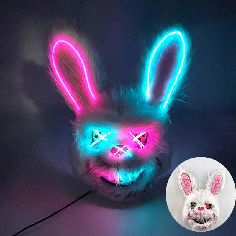 Masque de Lapin Sanglant LED – Halloween, Cosplay et Fête Effrayante