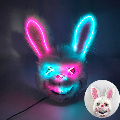 Masque de Lapin Sanglant LED – Halloween, Cosplay et Fête Effrayante