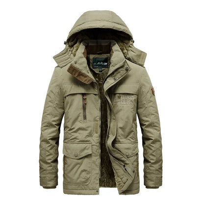 Veste longue polaire homme épaisse et chaude, style décontracté avec capuche amovible. Parfaite pour l’hiver ❄️. -10% pour les abonnés ParisPetitPrix.com !