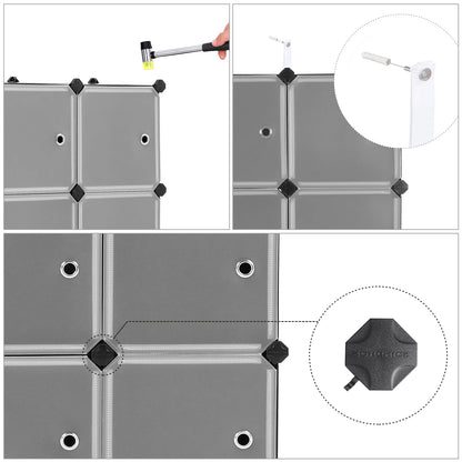 SONGMICS Meuble de Rangement Modulable, 9 Cubes, Étagère en Plastique, avec Portes, pour Vêtements, Chaussures, Livres, Assemblage Facile