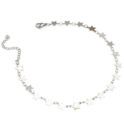 Bracelet de cheville en acier inoxydable 304 pour femmes, chaîne à maillons faite à la main, couleur argent, chaîne de jambe, pied, bijoux cadeau, 1 pièce