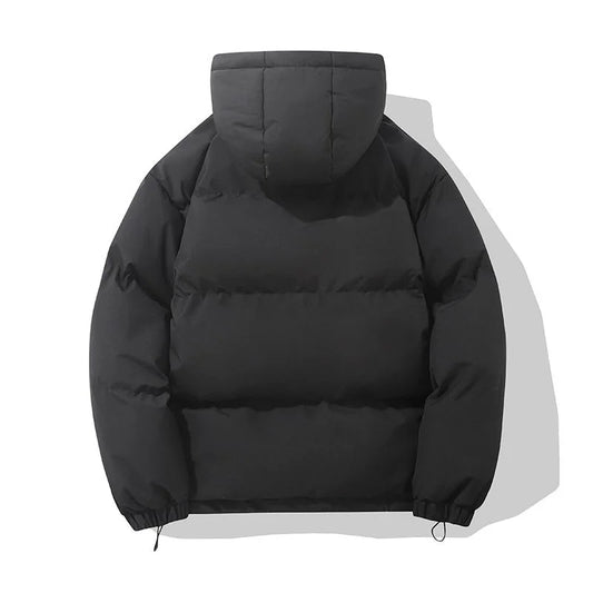 🧥 Doudoune Homme Hiver – Couleur Unie à Capuche (Édition Américaine)